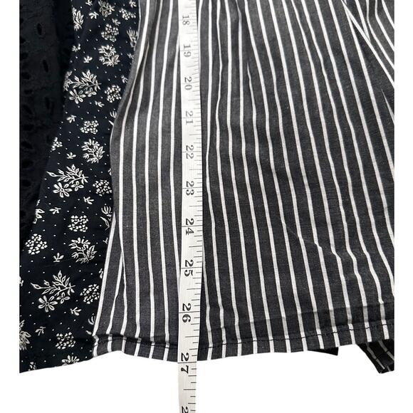 Super Hakka Japan Women's Bermuda Shorts Wide Leg Boho Floral Striped Eyelet, 6 - Picture 6 of 9